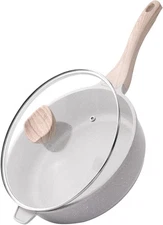 Kordisen Nonstick Ceramic Deep Frying Pan, 10 Inch Non Toxic Skillet with Lid, H