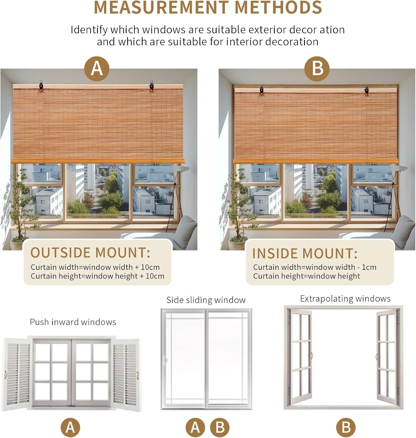 Bamboo Shades for Windows,Bamboo Blinds for Outdoor Patio,Custom Size, Privacy P