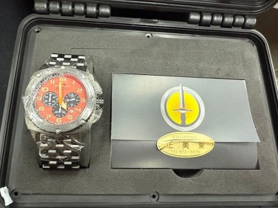 MTM Patriot Black Tit Orange Wristwatch Watch Chronograph Quarts w/ Box r#