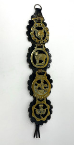Vintage Peerage England Horse Brass Martingale - Set of 4 Brasses on Leather