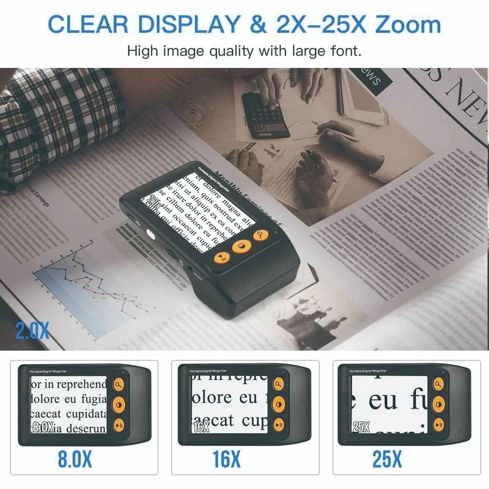3.5" Digital Video Magnifier Handheld Electronic Focus Reading Low Vision Aid - Image 3 of 4