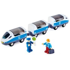 Hape: Intercity Train - Blue White - Wooden Train Toy Set, 3pc, Ages 3