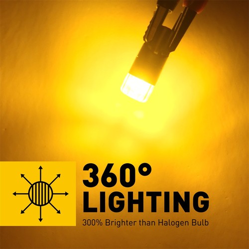 YELLOW AMBER T10 LED Side Marker Light Bulbs 168 194 192 2825 Canbus Error Free - 第 2/9 張圖片