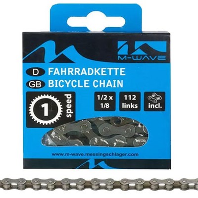 Messingschlager Kette Singlespeed 1-fach, 112 Glieder M-WAVE Kettenschloss 1/2x1