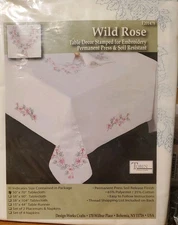Tobin Stamped Embroidery table cloth WILD ROSE 50"x70" new in package T201478 