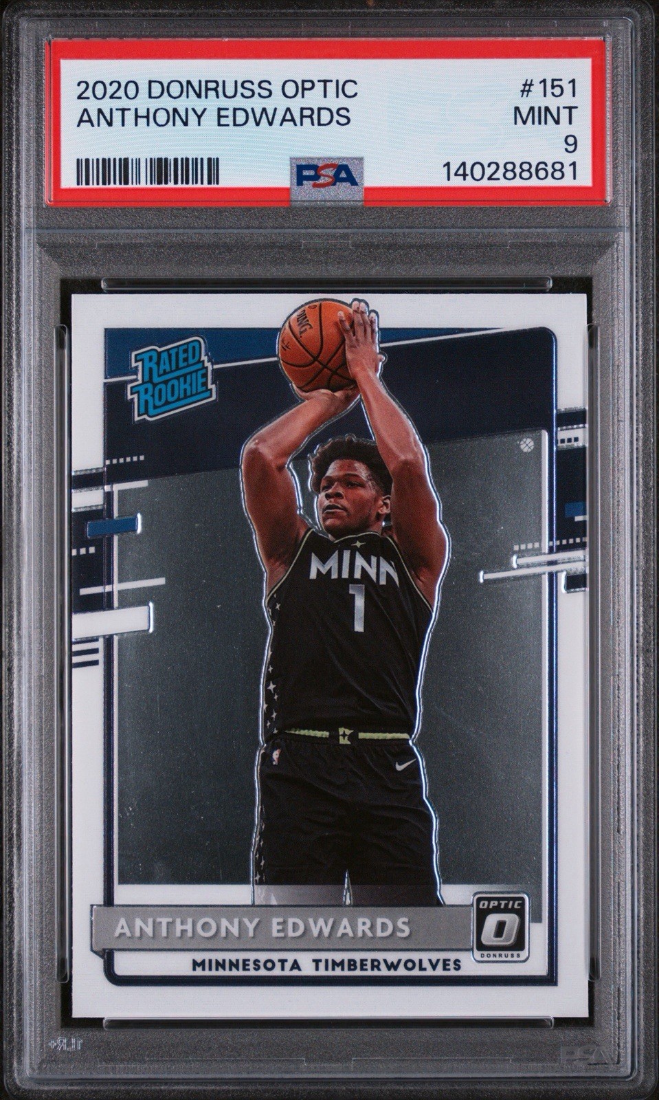 2020-21 Panini Donruss Optic - Rated Rookie Anthony Edwards #151 (RC) PSA 9