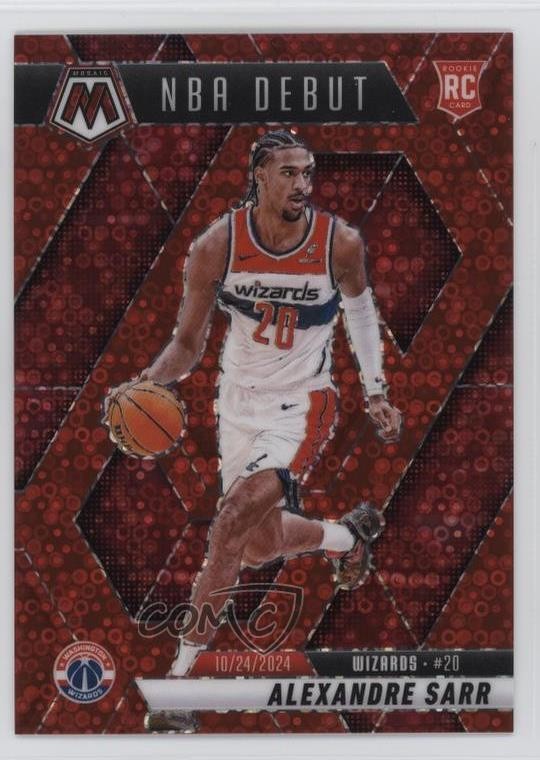 2024 Panini Mosaic NBA Debut Fast Break Red Prizm 73/99 Alexandre Sarr #254 1r8v