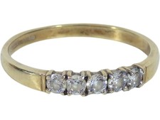 Stately Design - Half Eternity Ring - White Stone - 9ct Gold - Size O/P