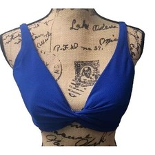 Shade  Shore Blue Twist Front Bikini Top Textured Swimsuit 34D