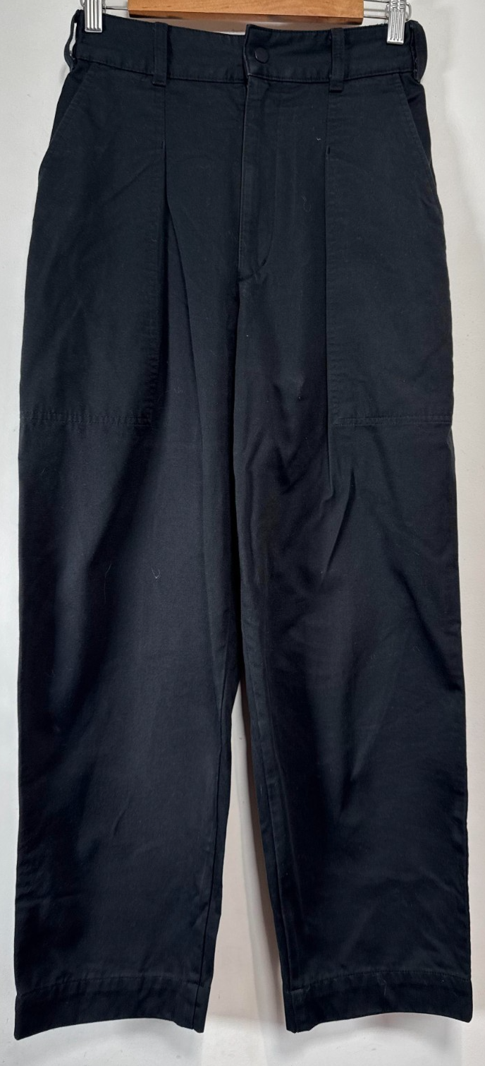 Uniqlo U Baker Trousers Womens Size W24 Black Patch Pockets Carrot Relaxed Fit