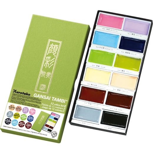 Kuretake Gansai Tambi Watercolour Paints Set - 12 Colours II