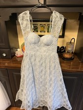 Lulus Elegant Blue Floral Applique Bustier Midi Dress Small