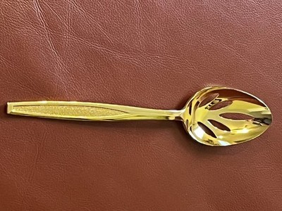 Royalton Antigua Gold Electroplated Slotted Spoon #3 Silverware Flatware 8 