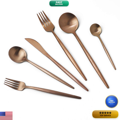 Jashii 18/10 Rose Gold Flatware Silverware Set 304 Stainless Steel Copper