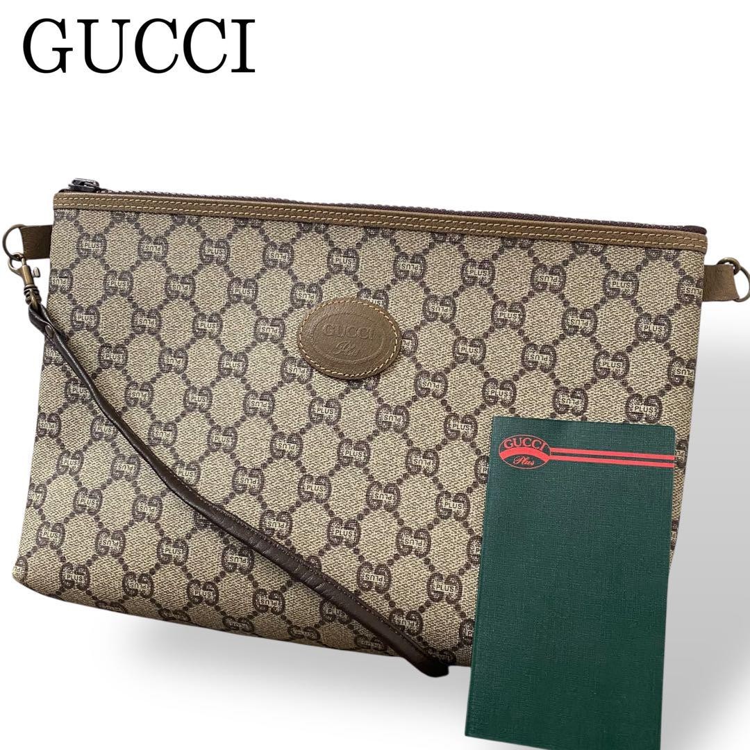 Gucci GG Plus PVC Leather Vintage Shoulder Bag Beige Brown Japan