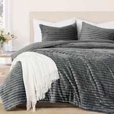 Fleece King Size Comforter Set, Soft Fuzzy King 102"x90" 1-grayish Blue