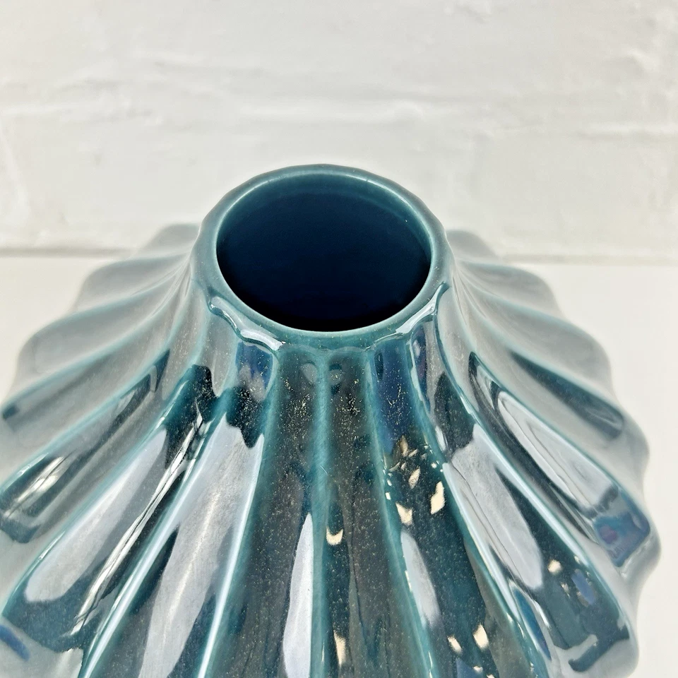 Rare Abode by Poole Pottery Decorative Teal Blue Vase #254 - Image 3 of 4