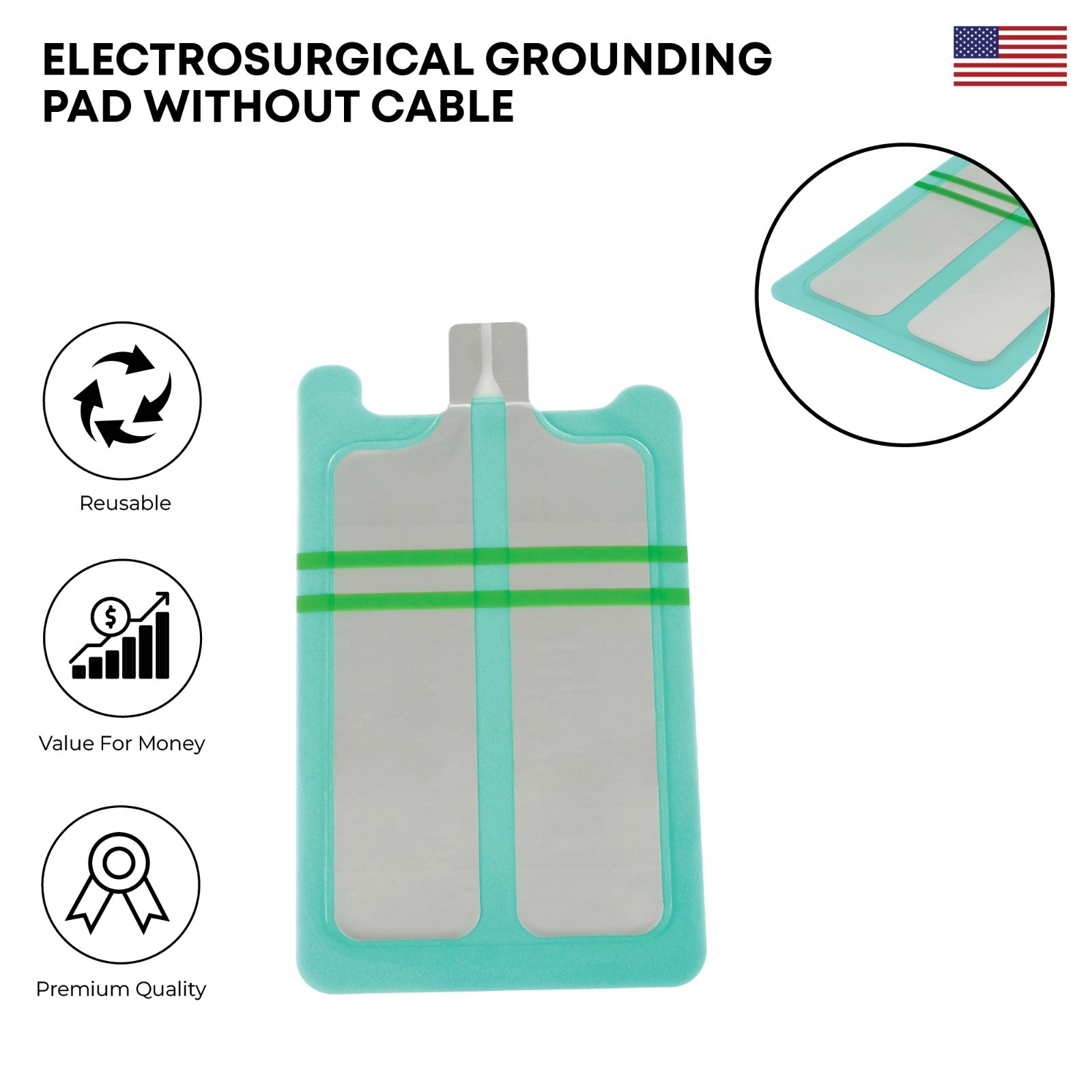 Electrosurgical Grounding Pad Without Cable Bipolar Electrosurgical ESU Pads