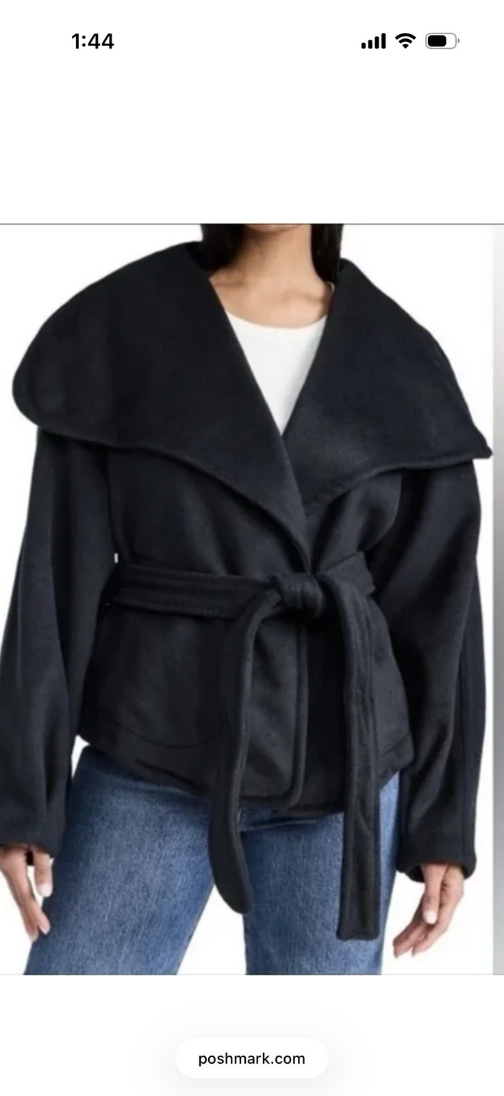 Free People Mina Jacket Solid Black Oversized Col… - image 1