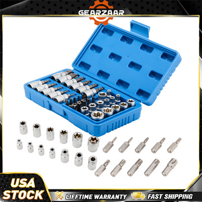 Drive Male Female Torx Star Bit Socket E-Socket Set Handheld Tool 34Pcs For Car