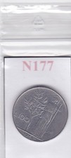 N177 Moneta Coin ITALIA Repubblica Italiana 100 Lire Minerva 1956