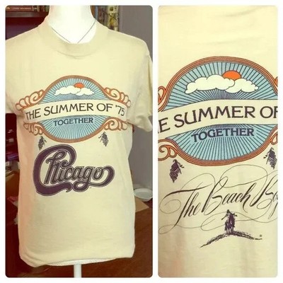 Chicago x Beach Boys 1975 Tour Vintage Style T-Shirt S-4XL Yellow