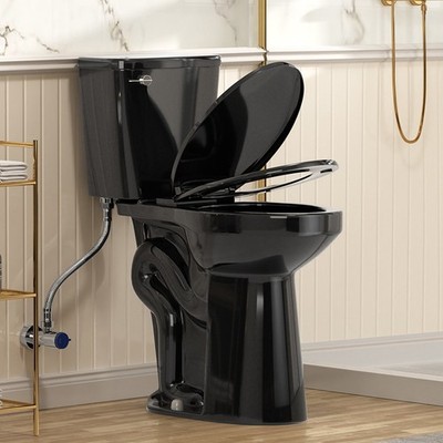 21'' Extra Tall Elongated Two Piece Toilet 1.28 GPF for Seniors Tall Person Black