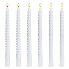 6 Pack 10 Inch White Spiral Taper Candles for Home Decor and Religious Ceremo...
