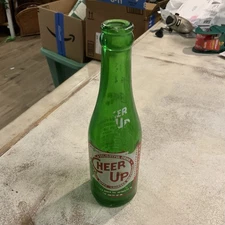 CHEER UP- VINTAGE POP / SODA BOTTLE- GREEN BOTTLE-“A PLEASING BEVERAGE”