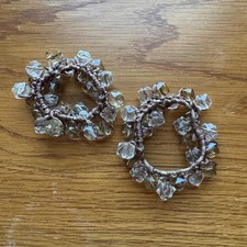 Vintage Y2K Beaded Hair Ties Set of 2 Crystal Bead Elastic Ponytail Holders