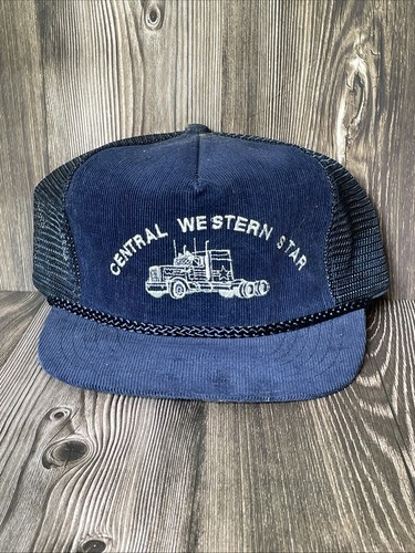 VTG Corduroy Adjustable Trucker Hat Cap Embroidered Truck Central Western Star - Picture 14 of 14