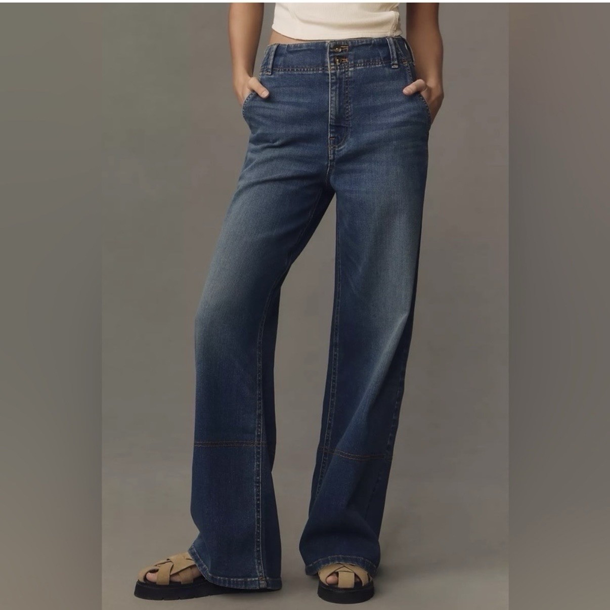 Anthropologie Pilcro Size 30P Eventide Trouser High-Rise Wide-Leg Jeans