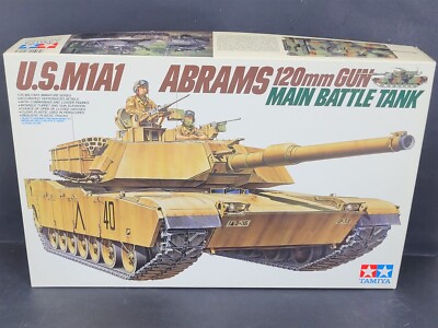 TAMIYA U.S. M1A1 Abrams 120mm Gun Main Tank 1:35 Model Kit CIB Unbuilt ~ T589