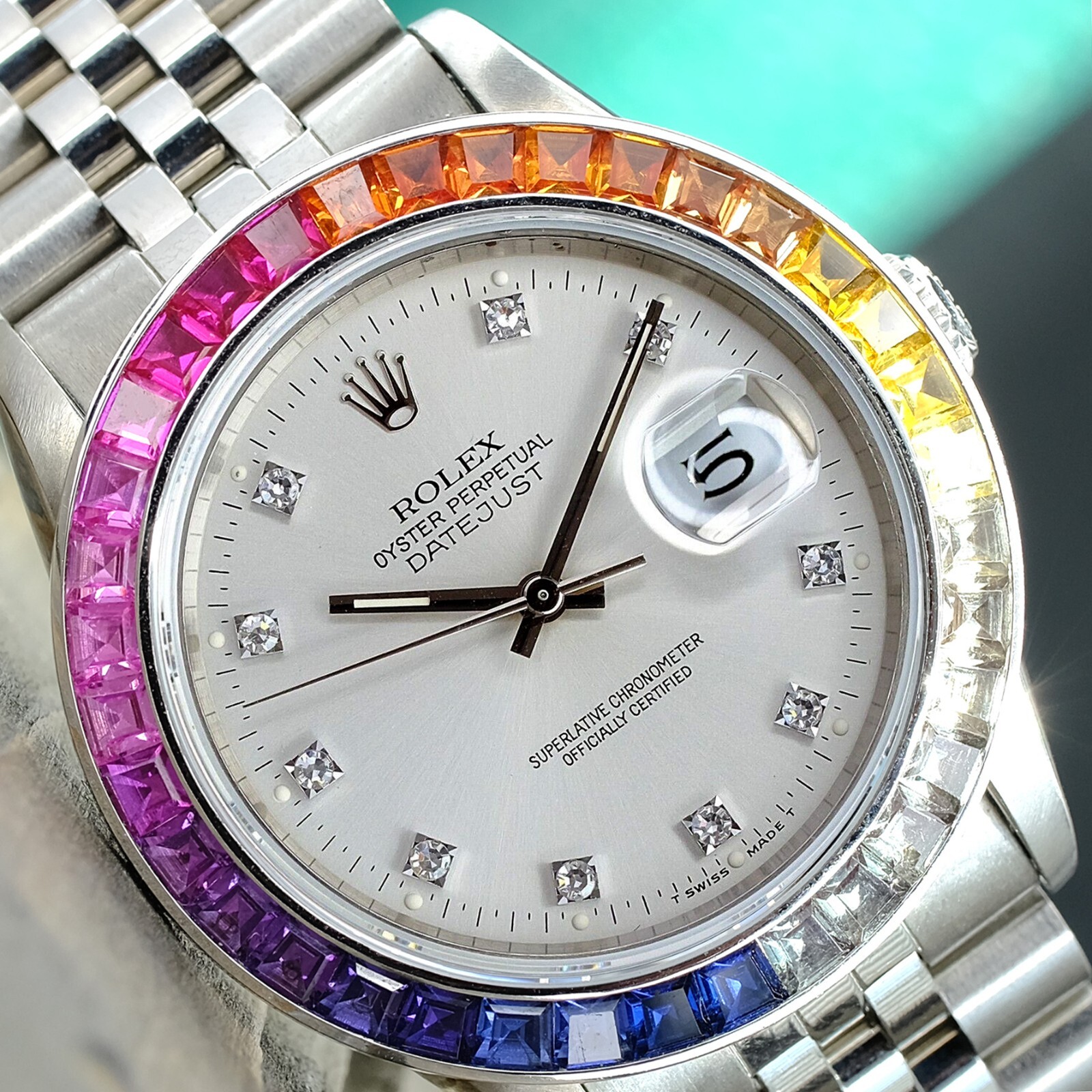 ROLEX MENS DATEJUST 16234 GOLD STAINLESS STEEL SILVER DIAL