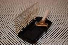 Vintage Schick Eversharp White Square Handle Injector Blade Razor with case