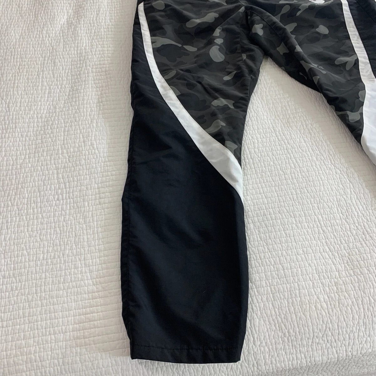 BAPE Bathing APE Black Camo Size XL Nylon Track Pants Excellent