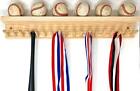 Baseball Bat Rack 17 Mini Bats 6 Balls Wall Holder Display Trophy Awards Metals
