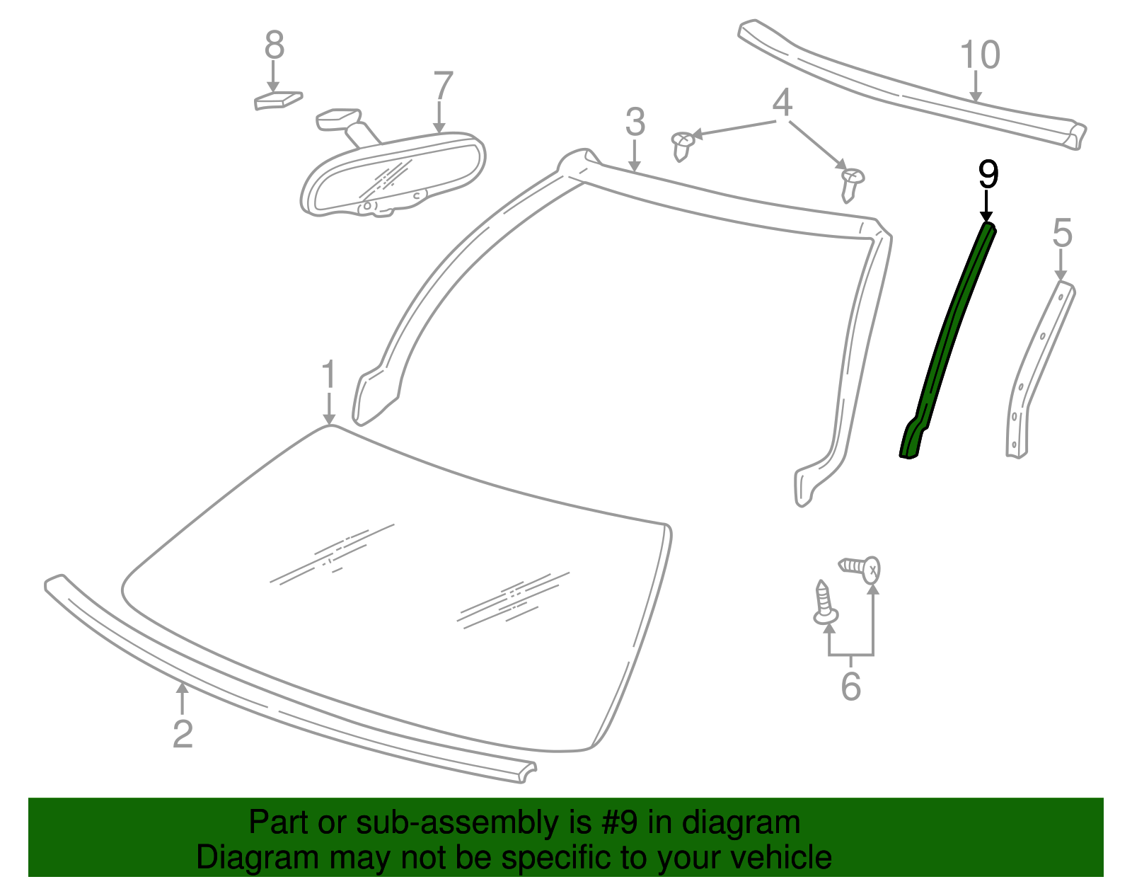 GM Driver LH Windshield Reveal Trim Molding 19972004 C5 Corvette