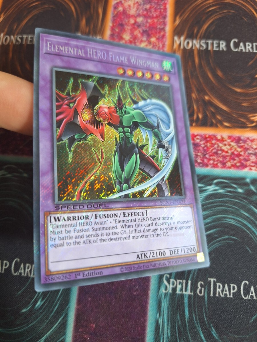 Yu-Gi-Oh! TCG Elemental HERO Flame Wingman SGX1-ENA21 Secret Rare