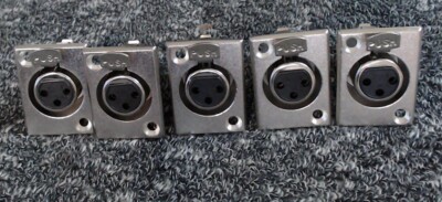 5-Pack XLR 3-Pin Female Jack Panel Mount, Nickel Plated Connector, CN-A60-5