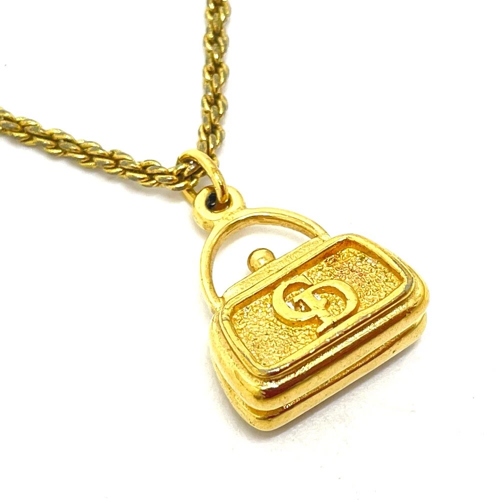 Dior Rhinestone Gold Tone CD Pendant Necklace Dior | TLC