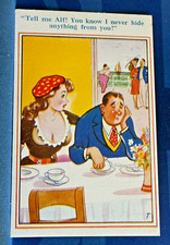 Comic Postcard 1950s Big Boobs Saucy Innuendo I NEVER HIDE ANYTHING FROM YOU