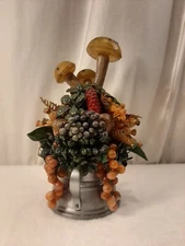Mid Century Modern Plastic Metal Floral Mushroom Fruit Spider Centerpiece 9.5"