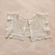 Little girls osfm crochet 70s vintage lace doilie cape cream antique white