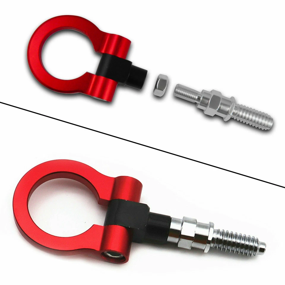 1x Gancho de remolque de metal rojo deportivo CNC pista carreras para BMW 325i 328i 330i 335i E90 E46 Foto 3 de 4