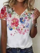 Elegant Loose T-Shirt Woman Fashion Casual T-Shirt Temperament Short Sleeve