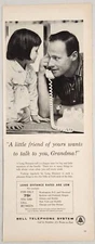 1959 Print Ad Bell Telephone System Daddy & Daughter Talk to Grandma on Phone
