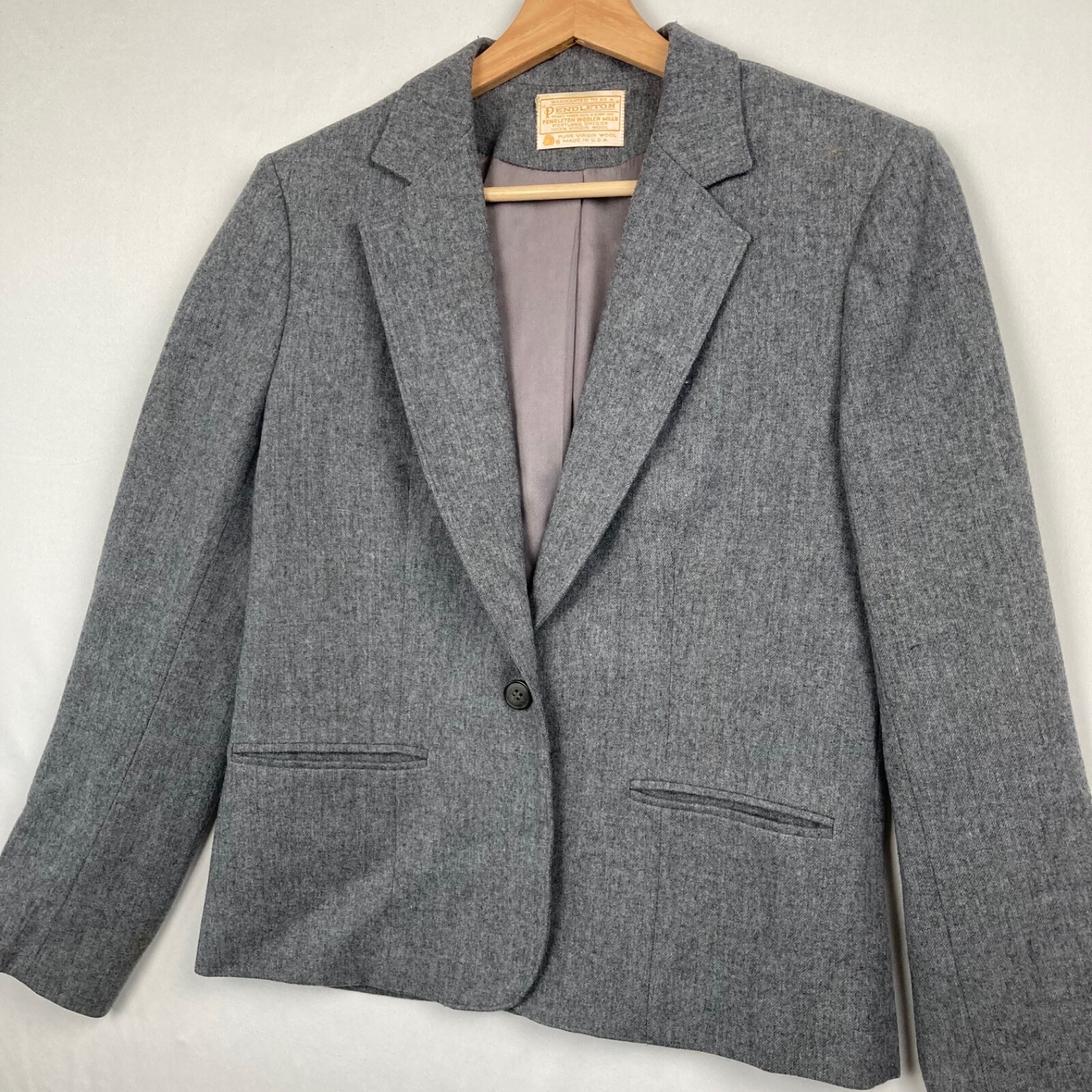 Pendleton Jacket Blazer Gray Virgin Wool Career F… - image 4
