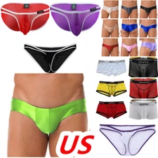 Mens See through Boxer Briefs Shorts Underwear Panty Mesh Bulge Pouch Bikini