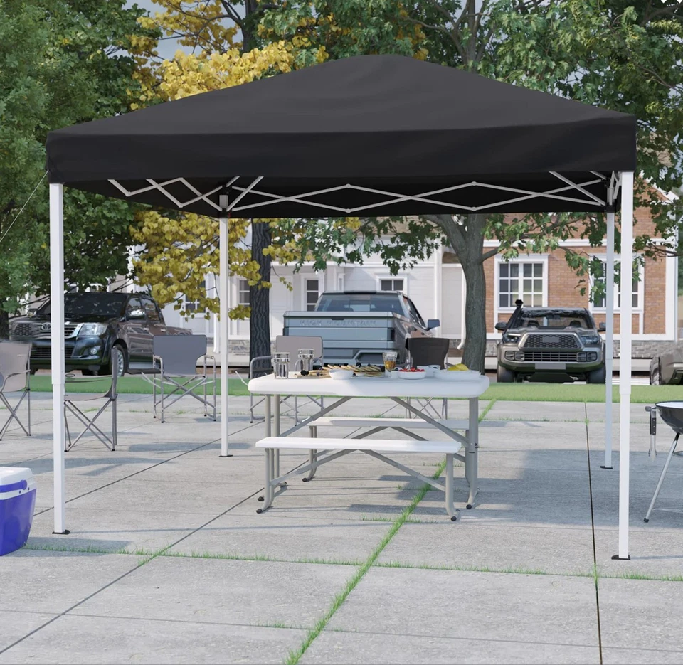 Выскакивающая палатка-навес 10 x 10 футов складная беседка для свадебной вечеринки высокопрочная черная - Изображение 2 из 4